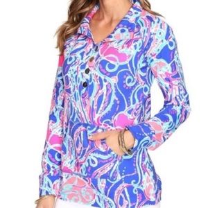 Lilly Pulitzer Jellies be Jammin Neon Pop Up Print Captain Popover Pullover M